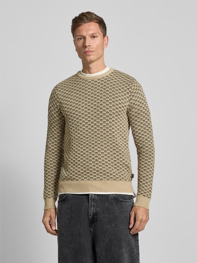 Blend Gebreide pullover met ribboorden, model 'BALEN' Beige - 4