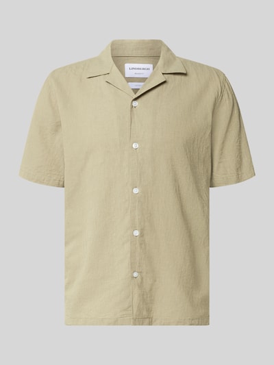 Produktfoto, Relaxed Fit Freizeithemd aus Leinen-Baumwoll-Mix von Lindbergh in Beige mit Reverskragen und Knopfleiste, glatte Textur