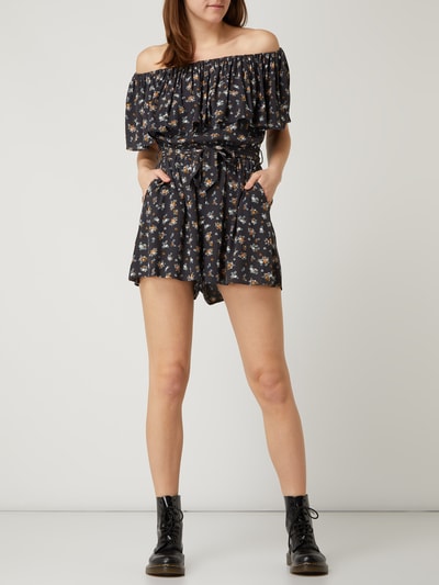 Review Playsuit in off shoulder-look met bloemenmotief  Donkergrijs - 1