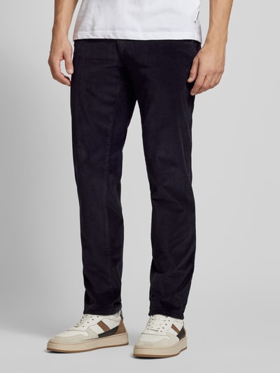 Brax Regular fit corduroy broek met steekzakken, model 'FABIO' Marineblauw - 4