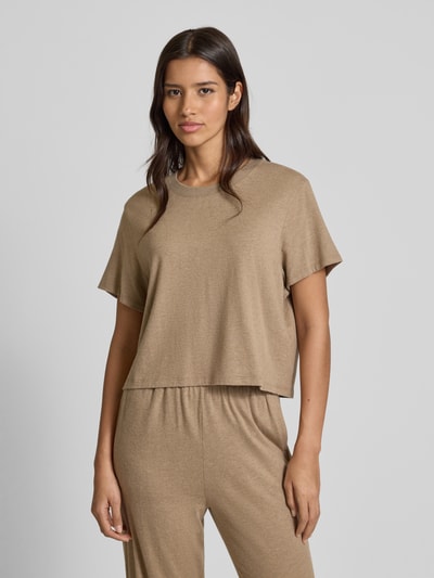 American Vintage T-shirt met ronde hals, model 'YPAWOOD' Zand gemêleerd - 4