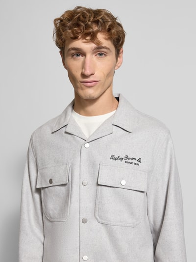 Replay Regular Fit Hemdjacke mit Lanawoll-Anteil Mittelgrau Melange 3