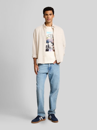 Tom Tailor Denim Relaxed Fit T-Shirt aus reiner Baumwolle mit Peanuts Frontprint Offwhite 1