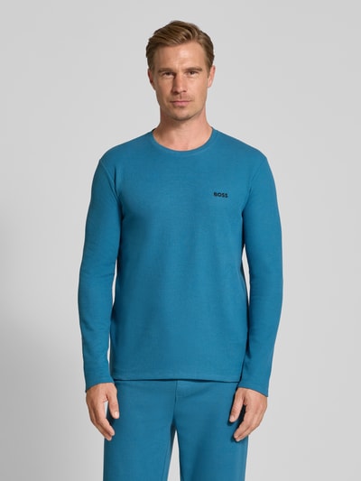 BOSS Regular fit shirt met lange mouwen van katoenmix Petrol - 4