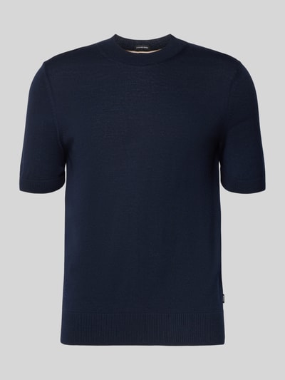 Produktfoto, Regular Fit Strick-Shirt aus reiner Schurwolle Modell 'H-UMAURO' von BOSS, unifarben, kurzarm, Rundhals, strukturierter Strick