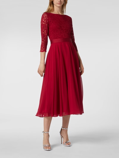 Swing Cocktailkleid aus Häkelspitze Rot 4