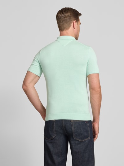 Tommy Hilfiger Regular Fit Strick-Poloshirt aus reiner Baumwolle Mint Melange 5