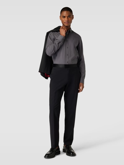 CK Calvin Klein Slim Fit Business-Hemd mit Kentkragen Modell 'POPLIN' Anthrazit 1