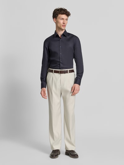 BOSS Slim Fit Businesshemd aus reiner Baumwolle Modell 'HANK' Marine 1