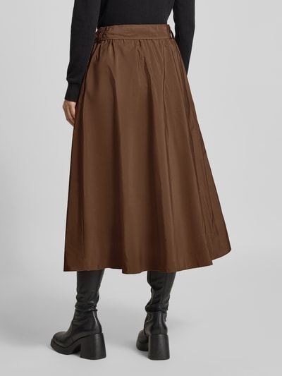Weekend Max Mara Uitlopende midirok met tailleriem Donkerbruin - 5