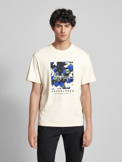 Jack & Jones T-shirt z nadrukiem z logo model ‘ARUBA’ Écru 4