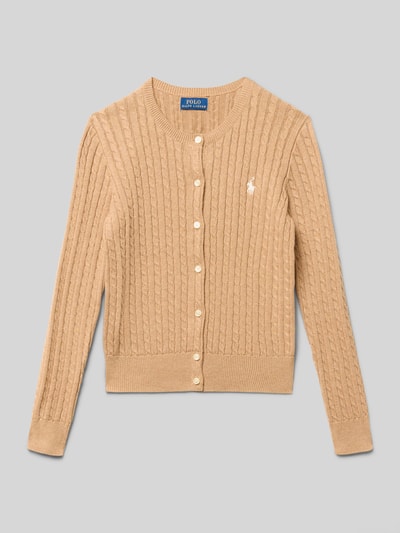 Polo Ralph Lauren Teens Strickjacke mit Zopfmuster und Label-Stitching Cognac 1