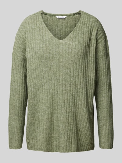 ZABAIONE Strickpullover mit V-Ausschnitt Khaki 2