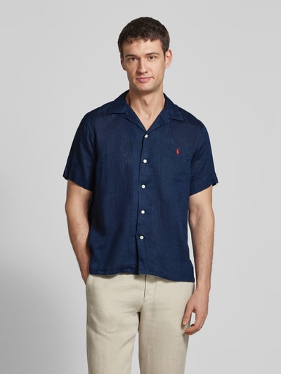 Polo Ralph Lauren Custom fit linnen overhemd met resortkraag Marineblauw - 4