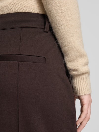 ICHI Wide Leg Stoffhose mit fixierten Bügelfalten Modell 'KATE' Dunkelbraun 3