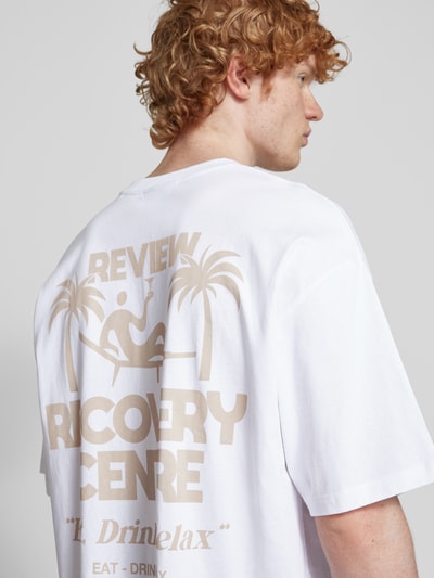 REVIEW Oversized T-Shirt mit Label-Print Weiss 3