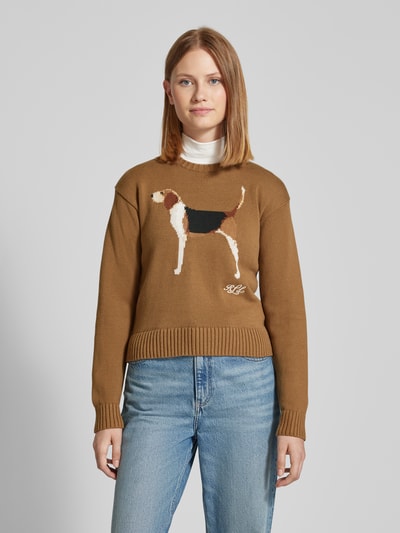 Lauren Ralph Lauren Sweter z dzianiny z wyhaftowanym motywem model ‘RIEDNEE’ Camel 4