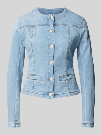 Liu Jo White Jeansjacke mit Rundhalsausschnitt Modell 'GIACCA SHINY' Hellblau 2