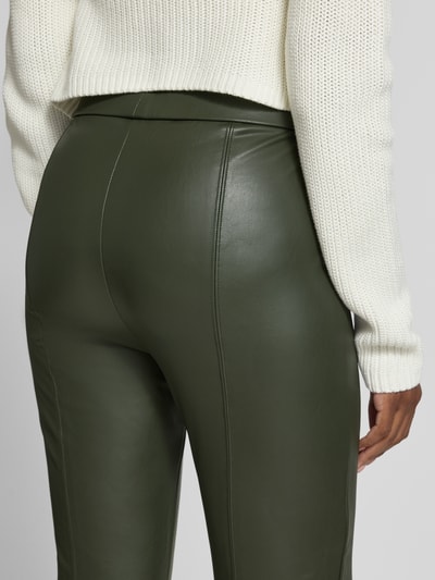 Raffaello Rossi Flared bootcut broek in leerlook, model 'MACY' Olijfgroen - 3