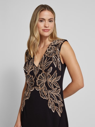 Adrianna Papell Abendkleid mit V-Ausschnitt und Pailletten Black 3