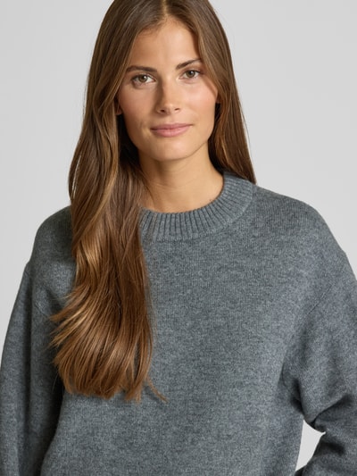 Jake*s Casual Sweter o luźnym kroju z dzianiny z wełny Ciemnoszary melanż 3