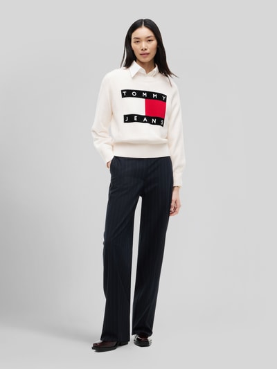 Tommy Jeans Regular Fit Pullover aus Baumwoll-Woll-Mix Weiss 1