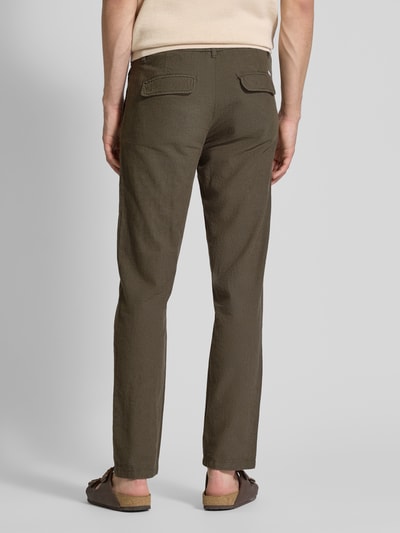 Lindbergh Tapered Fit Leinenhose mit elastischem Bund Oliv 5