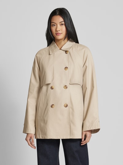 YAS Trenchcoat met strookzakken, model 'VENICE' Beige - 4