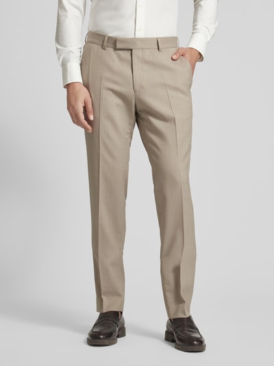 Carl Gross Regular fit pantalon met persplooien, model 'Sendrik' Beige gemêleerd - 4