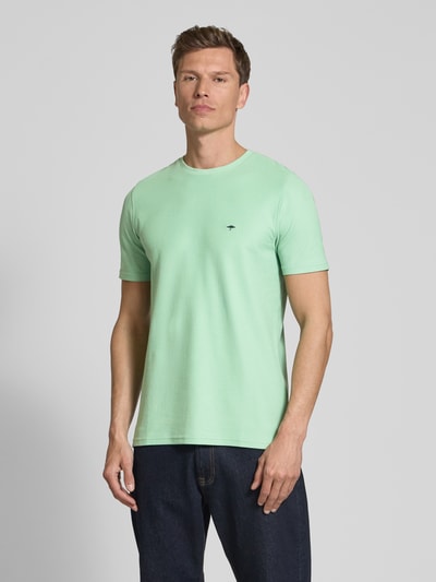 Fynch-Hatton T-shirt met logostitching Lichtgroen - 4