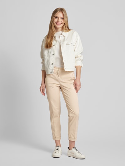 Cambio Slim fit broek met knoopsluiting, model 'STELLA' Camel - 1