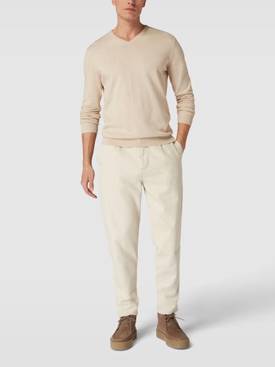 Tom Tailor Strickpullover mit V-Ausschnitt Modell 'basic v-neck' Beige meliert 1