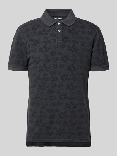 Produktfoto, Slim Fit Poloshirt mit kurzer Knopfleiste Modell 'FRISCO' von Blend aus Reine Baumwolle, florales Muster, Farbe Dunkelgrau