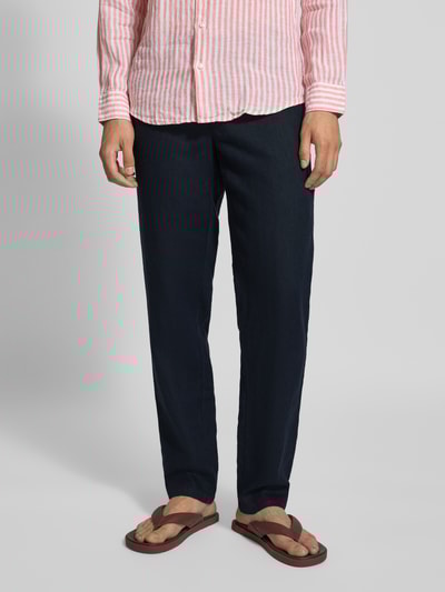 Casual Friday Regular Fit Leinenhose mit Gürtelschlaufen Modell 'Pandrup' Marine 4
