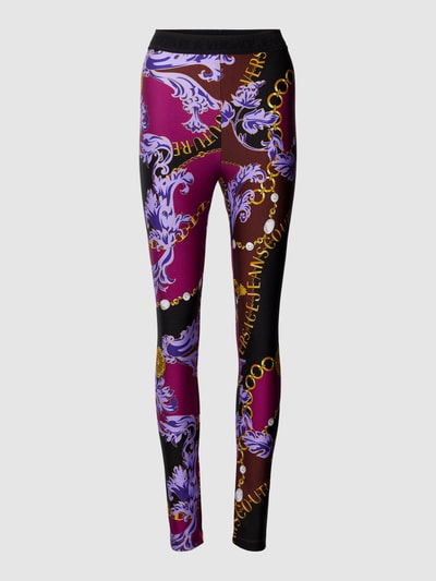 Versace Jeans Couture Sportleggings mit Label-Motiv-Muster Aubergine 1