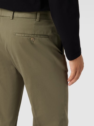 Hiltl Regular fit chino in effen design, model 'Tilo' Olijfgroen - 3