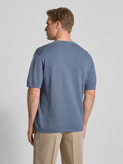 Drykorn Gebreid shirt met structuurmotief, model 'Derico' Blauw - 5