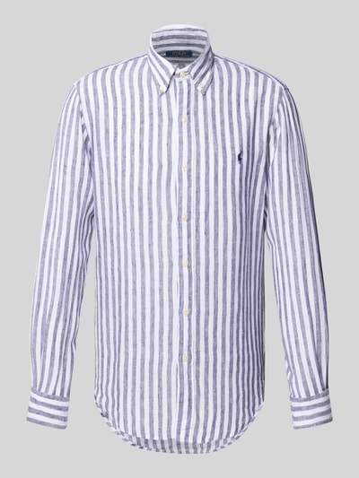 Polo Ralph Lauren Custom Fit Leinenhemd mit Button-Down-Kragen Marine 2