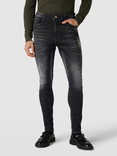 ELIAS RUMELIS Tapered fit jeans in destroyed-look, model 'Wenko' Antraciet - 4