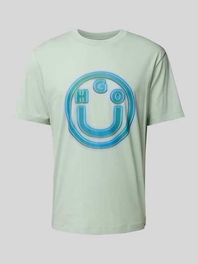 Hugo Blue T-Shirt mit Label-Print Modell 'Nakoree' Mint 2