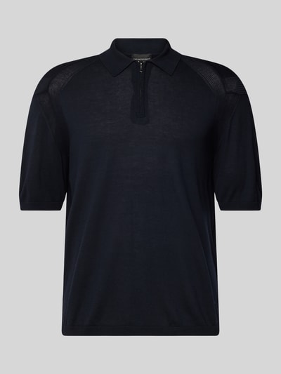 Emporio Armani Slim Fit Poloshirt mit Reißverschluss und Seiden-Anteil Marine 2