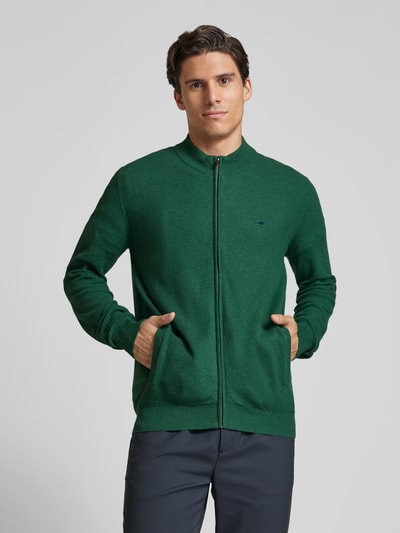 Fynch-Hatton Regular Fit Strickjacke mit Reißverschluss Dunkelgruen 4