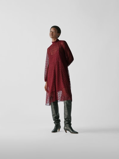 Forte Forte Spitzenkleid in Midilänge Schokobraun 1