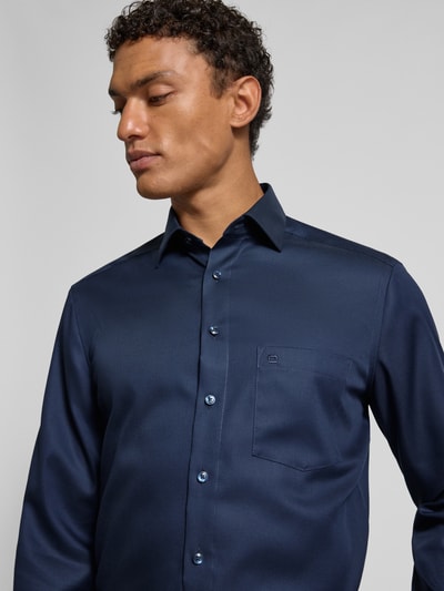 OLYMP Regular fit zakelijk overhemd van puur katoen Marineblauw - 3