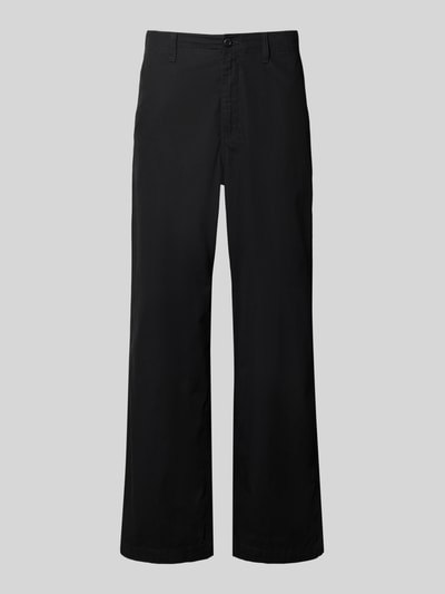 Produktfoto, czarne spodnie z bawełny, krój wide fit, Model 'Bill' od JACK & JONES, wpuszczane kieszenie, zapięcie na guzik i zamek błyskawiczny, Szerokość w rozmiarze 32/32: 44 cm, Długość wewnętrzna nogawki: 77 cm