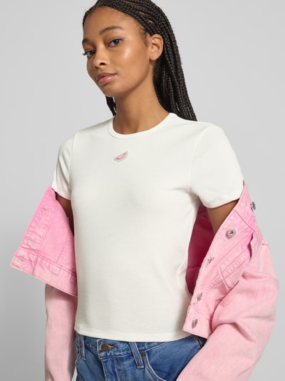 Only Regular fit T-shirt in riblook, model 'DANIELLA' Wit - 3