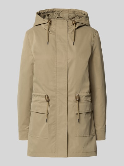 Productfoto, Regular Fit Parka met tunnelkoord model 'LOUISE' van Only, effen, capuchon, rits, drukknoopsluiting, lange mouwen, klepzakken, taille-tunnelkoord, beige kleur, gladde textuur