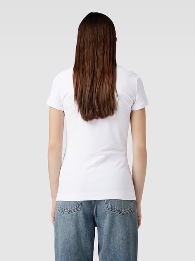 Guess T-Shirt mit Label-Muster aus Strasssteinbesatz Weiss 5