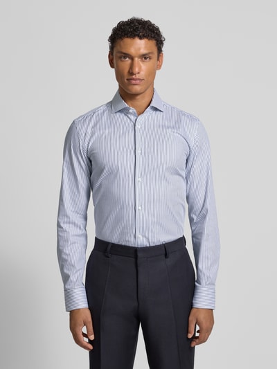 BOSS Koszula biznesowa o kroju slim fit z czystej bawełny model ‘HANK’ Granatowy 4