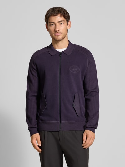BOSS Green Relaxed Fit Strickjacke aus Viskose-Mix Modell 'HOLE' Lila 4
